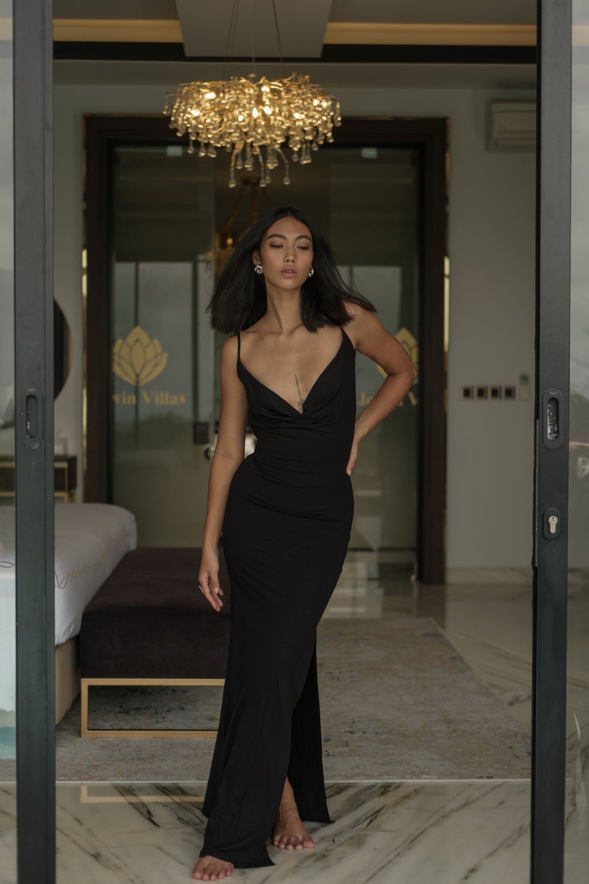 VALENTINA LONG DRESS IN BLACK