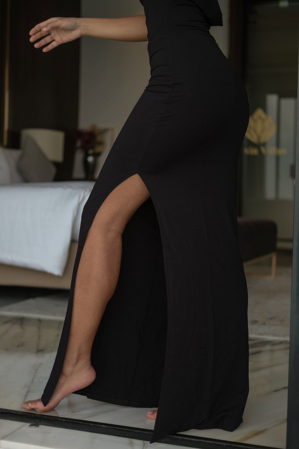 VALENTINA LONG DRESS IN BLACK